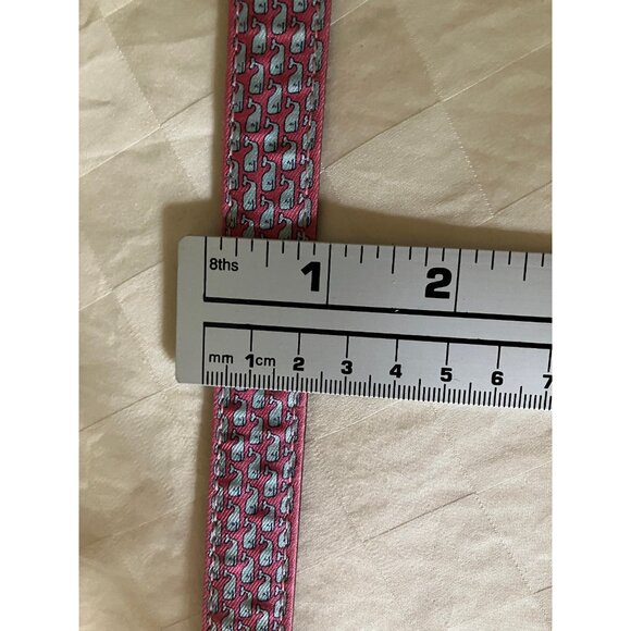 Vineyard Vines Fabric Genuine Leather Whales Red Fashion Belt Size S - Picture 12 of 13